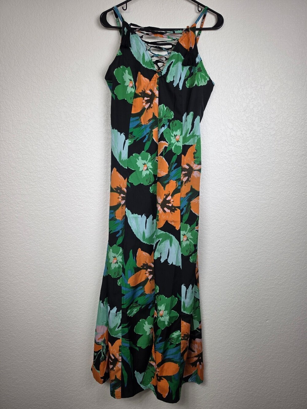 Anthropologie RAGA Small Black Floral Maxi Dress